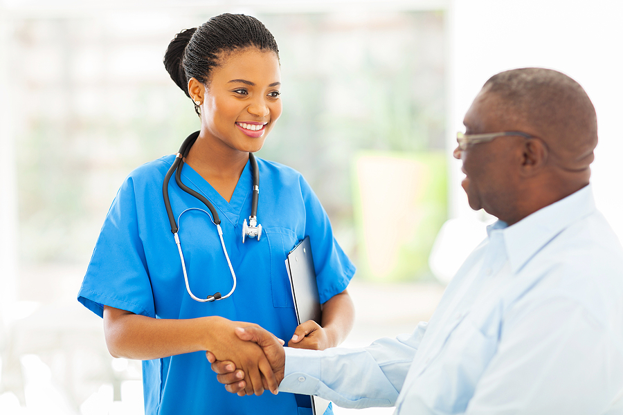 A senior at a preventive health care appointment.