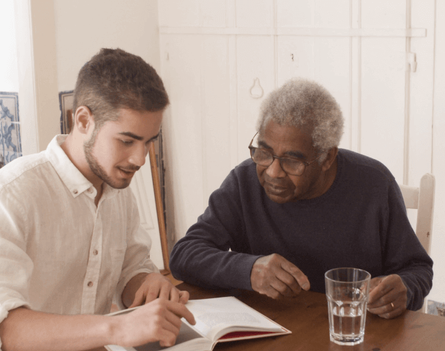 Senior getting help from advisor
